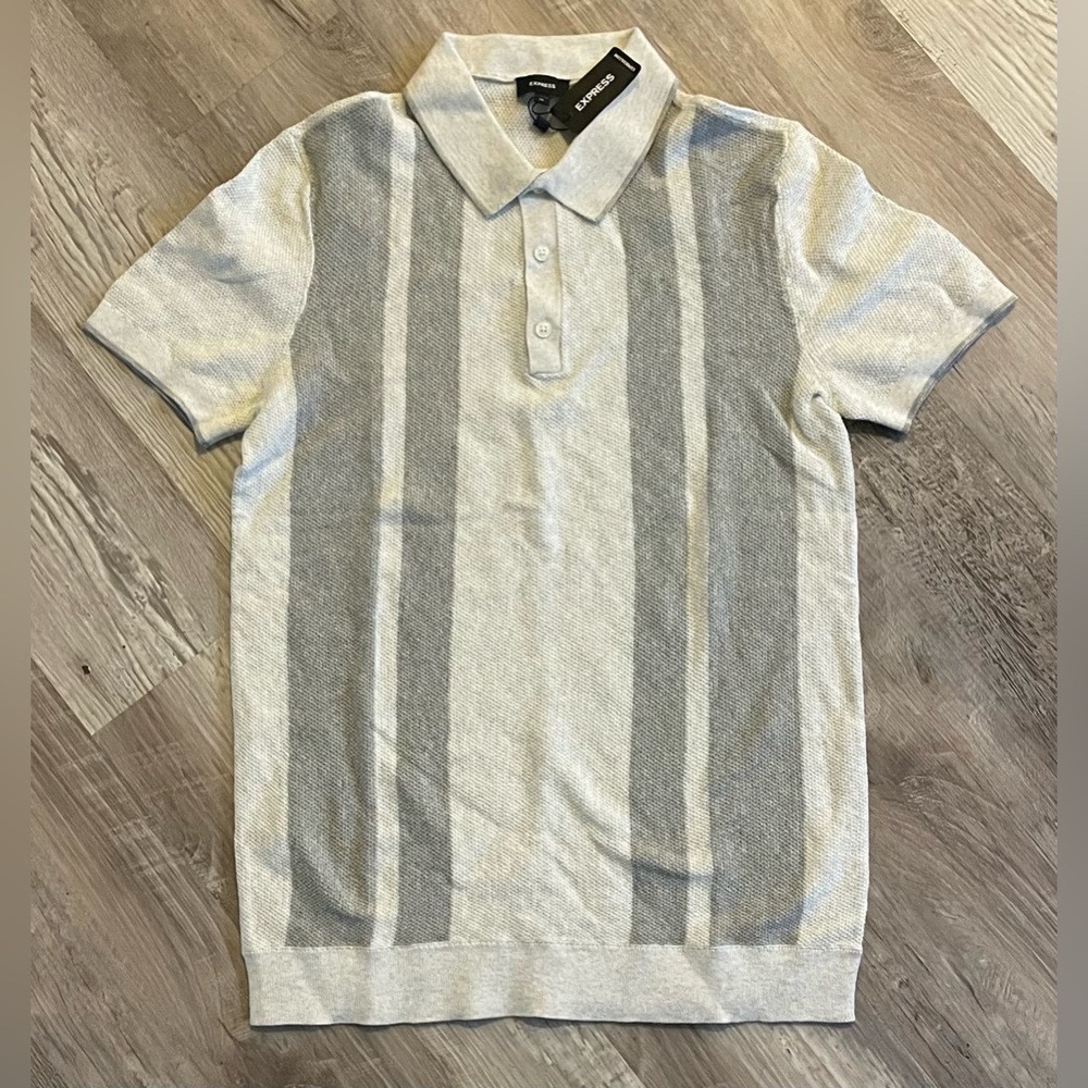 NWT! EXPRESS Men’s Striped Short Sleeve Sweater Polo